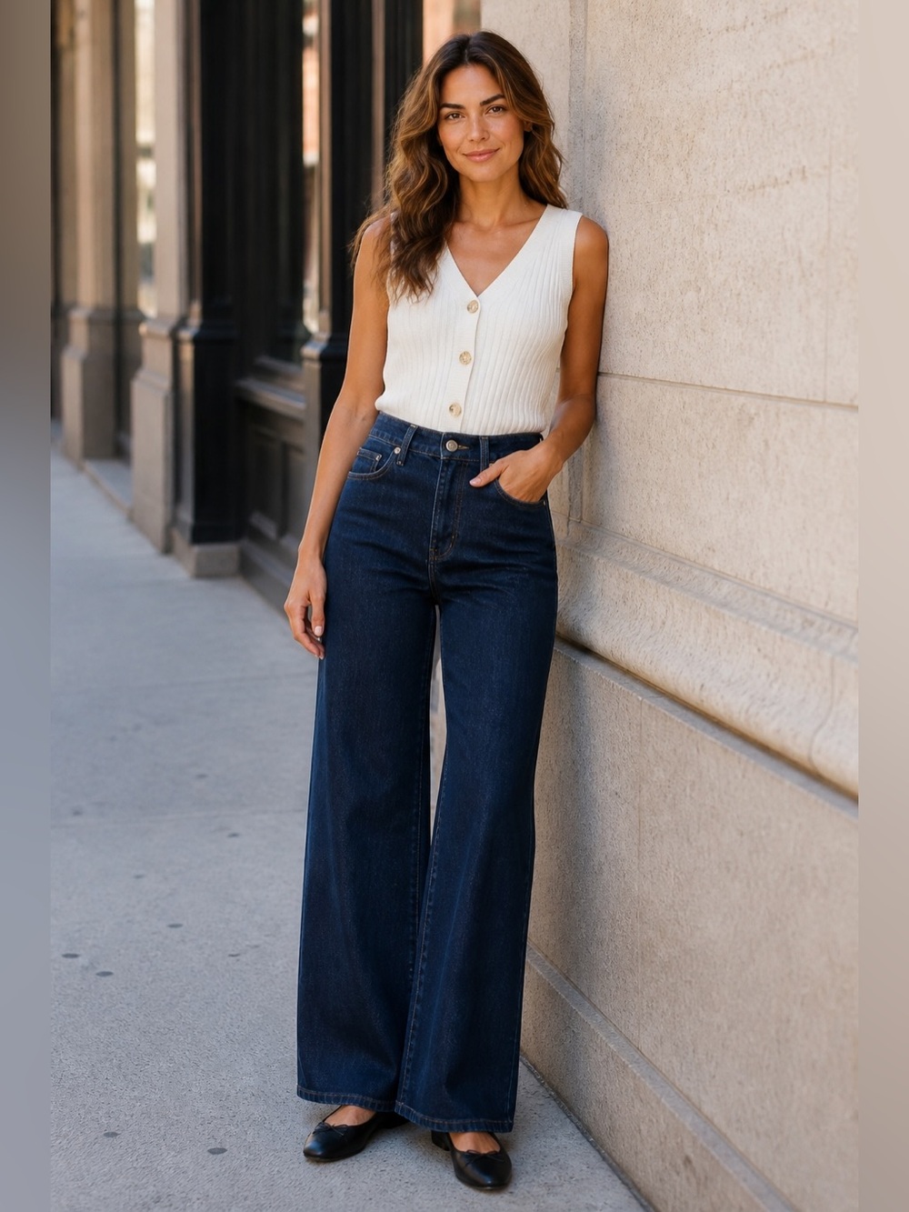 SPANX Dark Indigo Wide-Leg Jeans